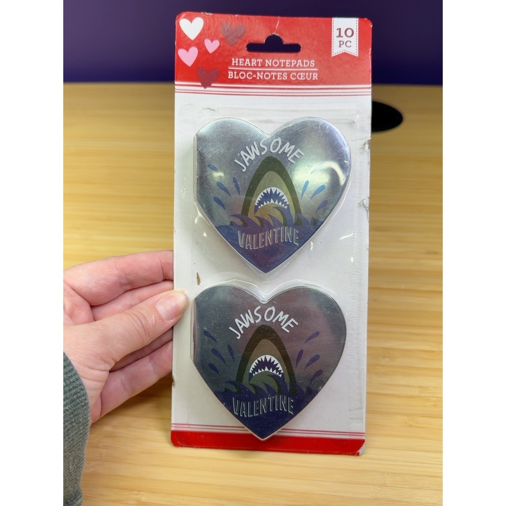 Jawsome Valentine Shark Heart Notepads 10 Pc Set New Open Package
